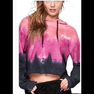 Victoria’s Secret Pink Cropped Tie Dye Hoodie sz L